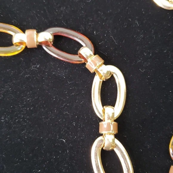 Coldwater Creek necklace Boho faux  amber tortoise gold necklace - Picture 4 of 6